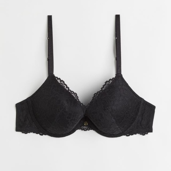 NWT H&M Black Lace Push Up Bra With Adjustable Straps Size 34D - Picture 3 of 9